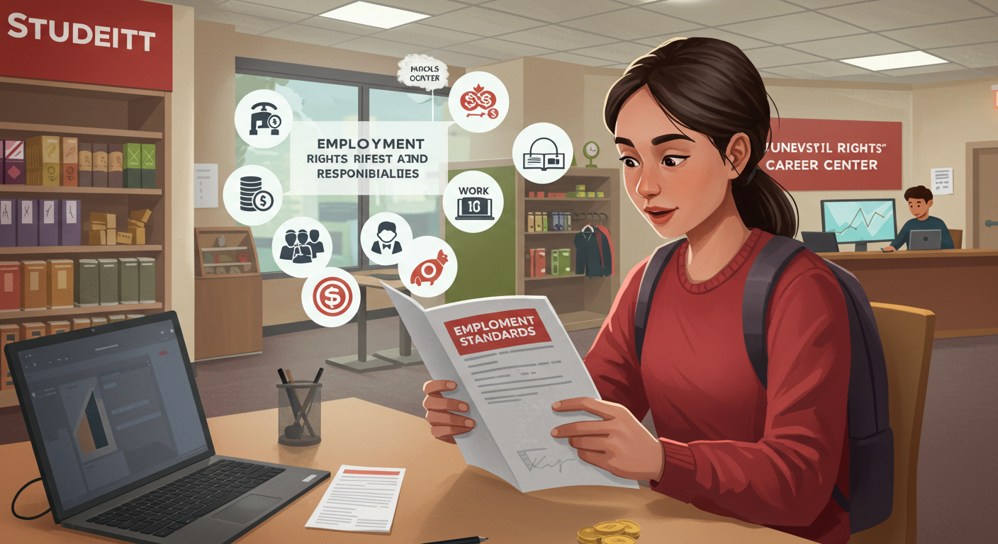 A woman reads a document while seated in front of a laptop, focused on her work and exploring opportunities for part time jobs Edmonton.
