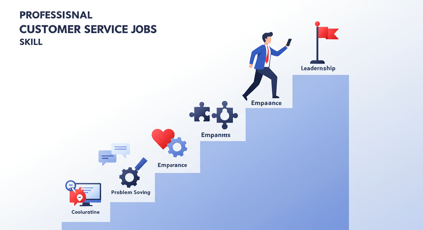Steps outlining key skills and practices for achieving success in customer service jobs, focusing on communication, patience, and problem-solving.